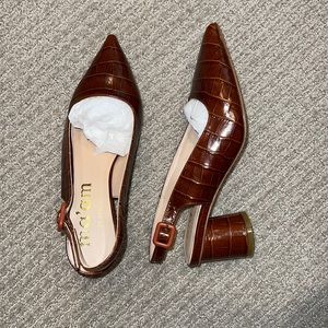 ma'am shoes croc embossed leather stacey slingback heels size 6.5 BRAND NEW